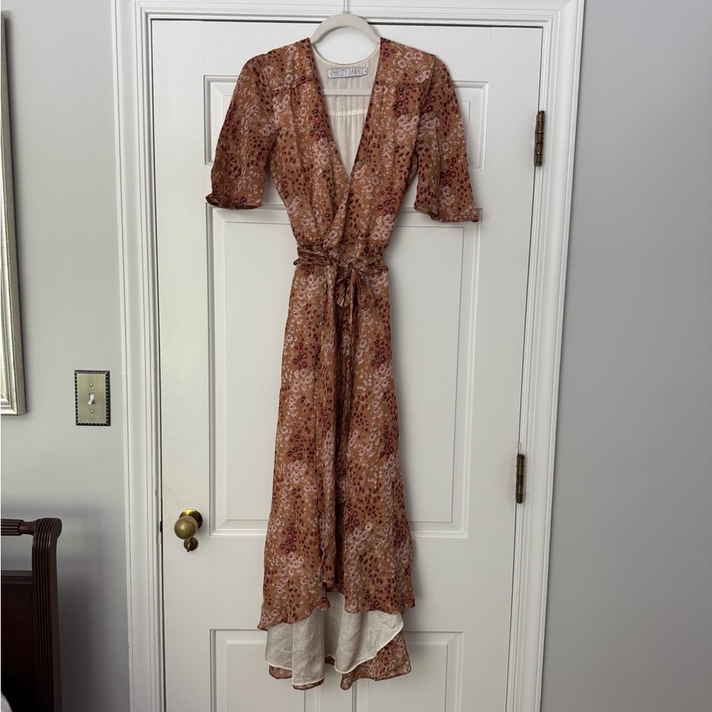 Christy Dawn Wrap Dress Rust Garden Size Small